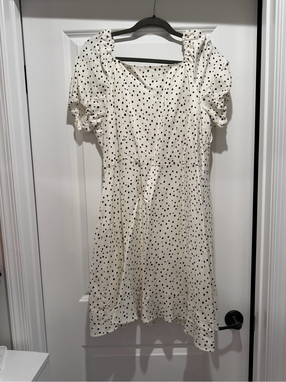 LOFT White Midi Dress with Black Polka Dots